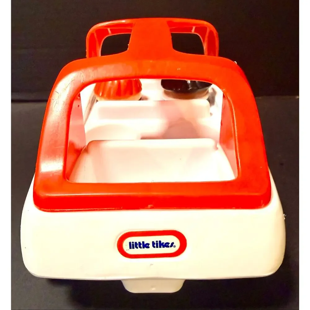 Vintage Little Tikes Chunky Car Toddler Tots Family Red White Sedan Carry Handle